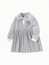 Balabala Balabala Girls' Pleated Dress Embroidered Knitted Dress, Fashionable Autumn/Winter Style